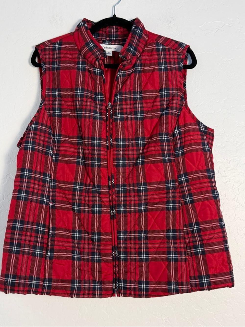 Croft & Barrow Women's Sz XL Plaid Quilted Vest Red/ Blue Casual Cozy Wear